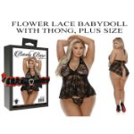 Image de FLOWER LACE BABYDOLL WITH THONG, PLUS SIZE