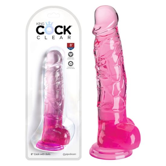 Image de King Cock Clear 8" With Balls - Pink